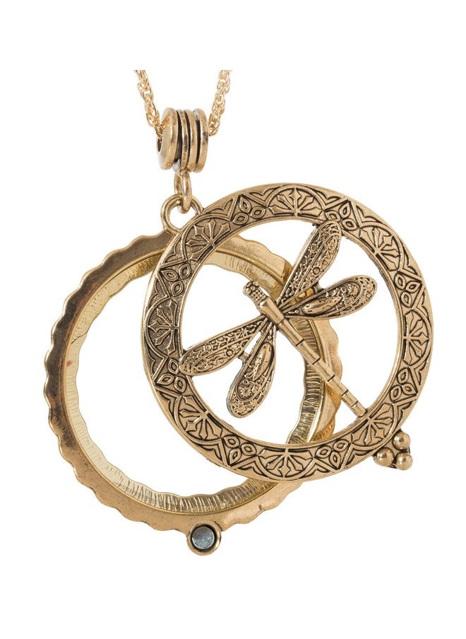 آرتيزان آول قلادة على شكل بومة تنين ذبابة مكبرة 4 مرات من Artisan Owl Dragon Fly، مقاس 30 بوصة (لون ذهبي)  - Image 1