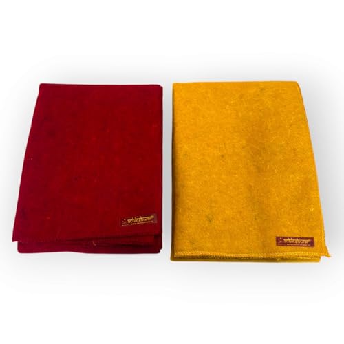 Achleshwar Premium Woolen Aasan Combo Handcrafted Pooja Meditation Mat Soft Comfortable Prayer Sitting Mat Red Yellow 23 x 30 Inch - Image 1
