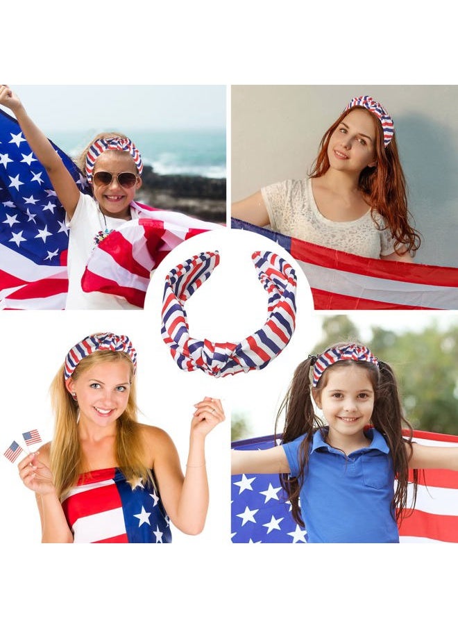 AEGYPIUS Red White Blue Headband Women, 2 Pcs 4th of July Headband for Women Soft Polyester Patriotic Headband Women, American Flag Headband Women Fourth of July Headband and Patriotic Hair Tie for Women  - Image 3