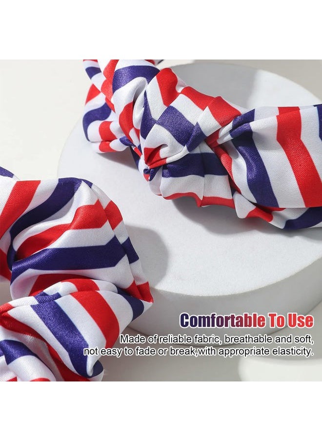 AEGYPIUS Red White Blue Headband Women, 2 Pcs 4th of July Headband for Women Soft Polyester Patriotic Headband Women, American Flag Headband Women Fourth of July Headband and Patriotic Hair Tie for Women  - Image 4