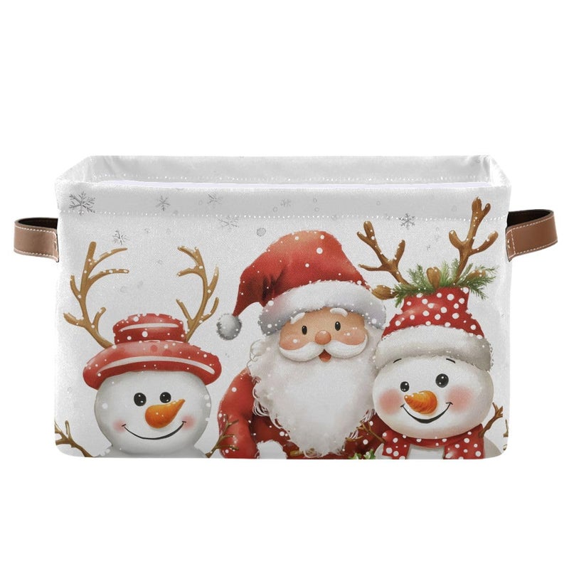 Bolaz Christmas Snowman Storage BasketLarge Storage Bin Fabric Collapsible Organizer Bag with Handles 15x11x95 inch - Image 2