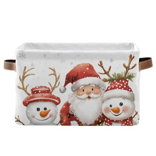 Bolaz Christmas Snowman Storage BasketLarge Storage Bin Fabric Collapsible Organizer Bag with Handles 15x11x95 inch - Image 1