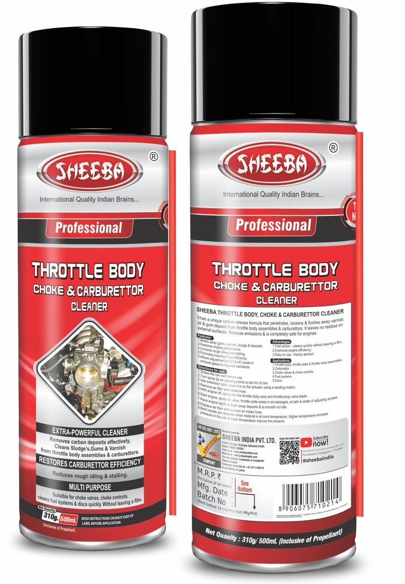 Sheeba Throttle Body, Choke and Carburettor Cleaner (500 Ml) (STBCBG7) - Image 2