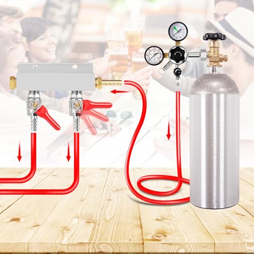 Hgkeke 5/16" Barded Gas Manifold 2 Way CO2 Distributor with Integrated Check Valves CO2 Manifold Independent Shut Off Gas Distributor for Homebrew - Image 5