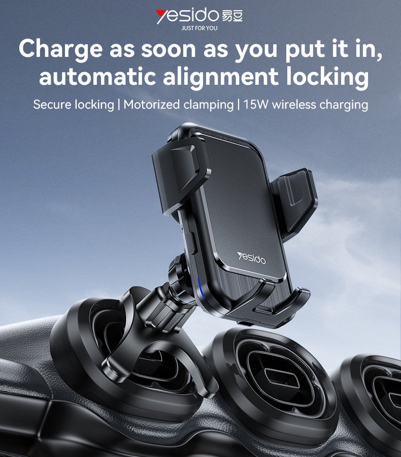 Yesido C312 Wireless Charging Phone Holder  Auto Alignment & 15W Fast Charging - Image 2