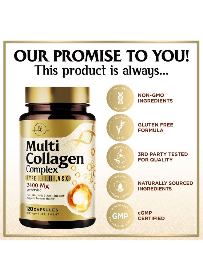 Hello Lovely! Collagen Peptides for Women - 2400mg Per Serving - Multi Collagen Capsules with Types I, II, III, V & X - Hydrolyzed Collagen Supplement Vital Hair, Skin, Nails, Joints & Bones Support - 120 Capsules - Image 4