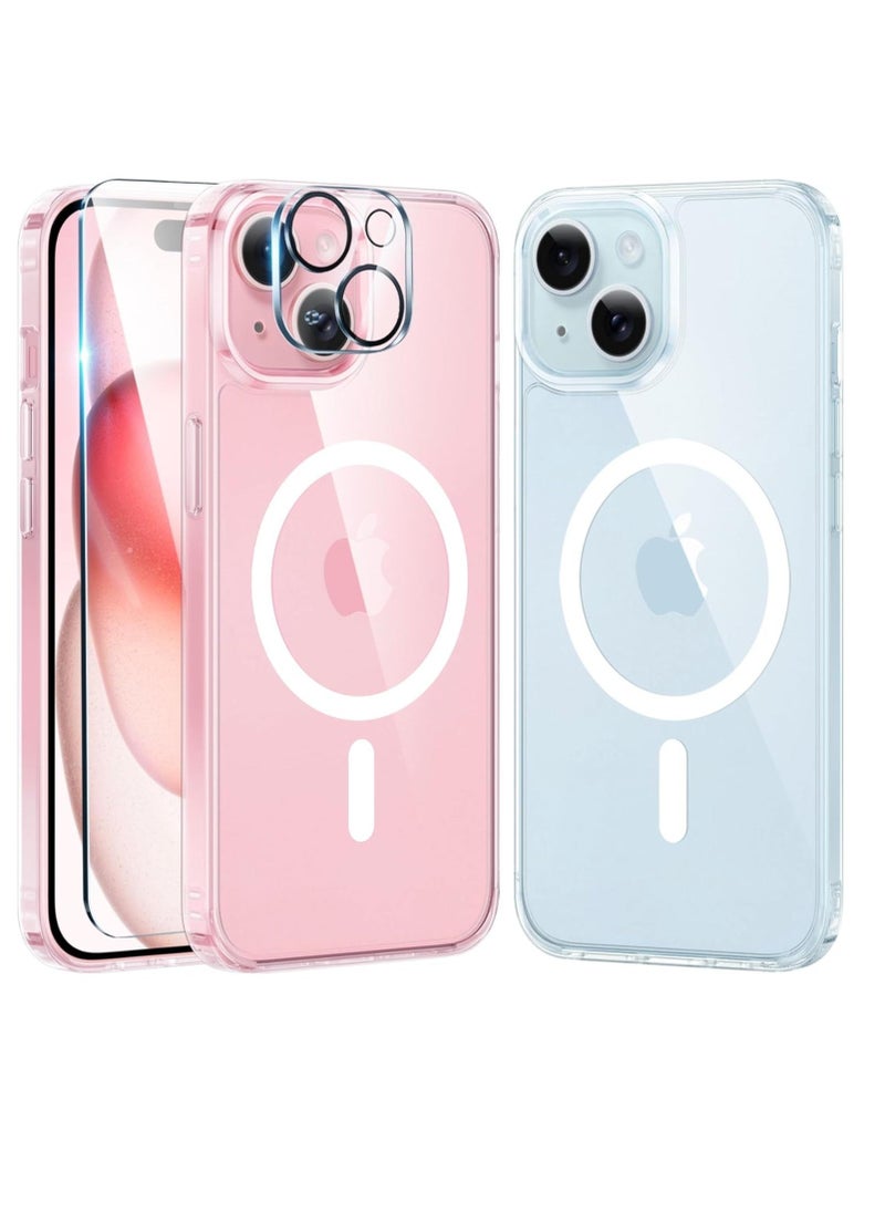 ELTRAZONE Defender Magnetic Clear Case for iPhone 15 â Includes Camera Lens Protector, Drop Protection, Anti-Yellowing, and Shockproof Design