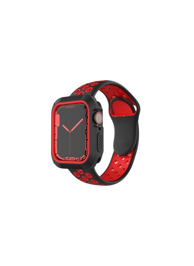 Generic - Watch Band Compatible with Apple Watch 7 41cm/40mm, Soft TPU Heat Resistant Sports Band for Women Men, Replacement Band for iWatch Series 7 (41mm) (Black and Red) - Image 1