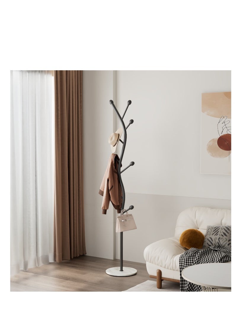 Y&D Black Coat Rack Freestanding,Coat Hanger Stand with Natural Marble Base,Modern Sturdy Metal Clothes Rack Standing Hall Tree Hanger for Hats,Scarf, Bag, Jacket - Image 2