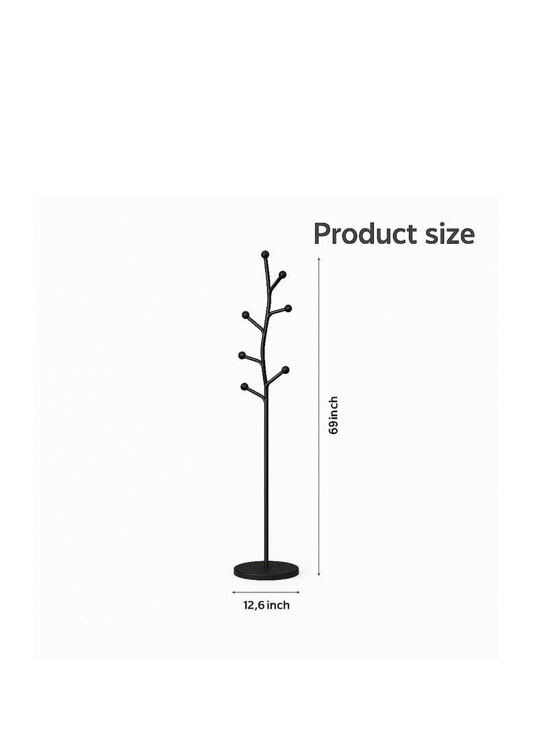 Y&D Black Coat Rack Freestanding,Coat Hanger Stand with Natural Marble Base,Modern Sturdy Metal Clothes Rack Standing Hall Tree Hanger for Hats,Scarf, Bag, Jacket - Image 5