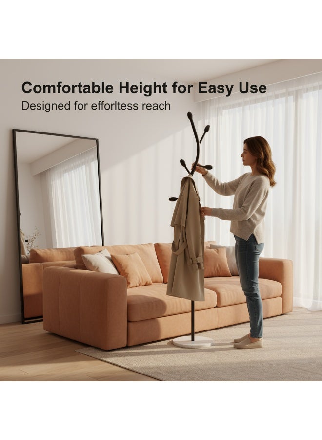 Y&D Black Coat Rack Freestanding,Coat Hanger Stand with Natural Marble Base,Modern Sturdy Metal Clothes Rack Standing Hall Tree Hanger for Hats,Scarf, Bag, Jacket - Image 2