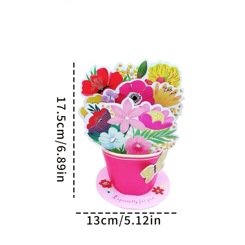 Grass Green Handmade 3D Pop Up Flower Greeting Card Birthday Gift for Mom Girlfriend Lover Friends Teacher Classmates Thanksgiving Mothers Day Valentines Day Special Occasions - Image 3