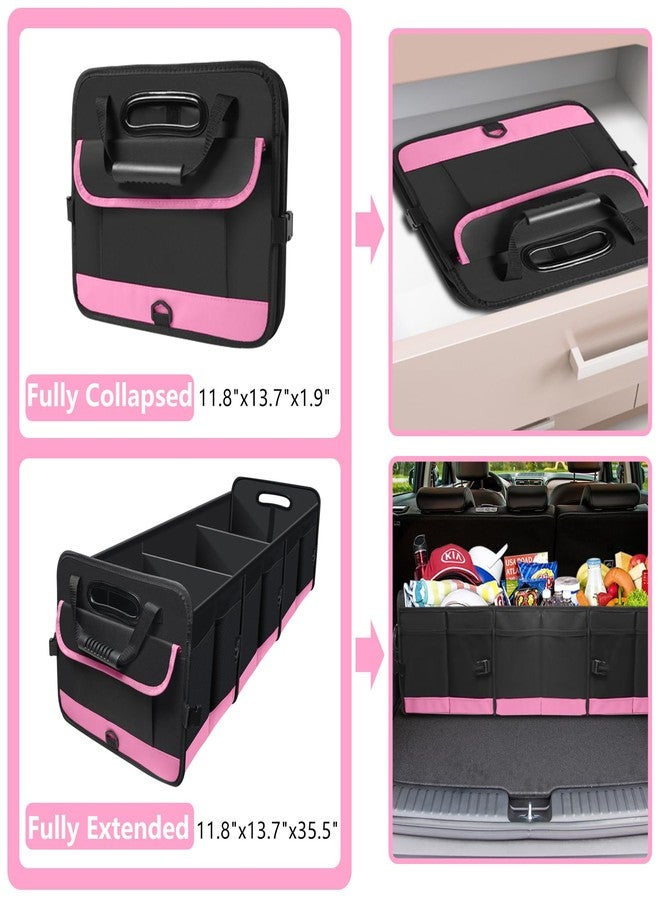 AOPHY Trunk Organizer for Car, Car Storage Organizer with Non-Slip Bottom Strips, 95L Large Capacity Cargo Organizer for Suv, Truck, Sedan, Waterproof Portable Car Organizers for Women Men（Pink） - Image 5
