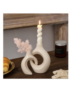 Excefore White Ceramic Candle Holder, Taper Candle Holder, Modern Candle Holder, Decorative Candle Stick, Candle Holder Decor for Table, Minimalist Candle Holders for Living Room, Lvory  - Image 4