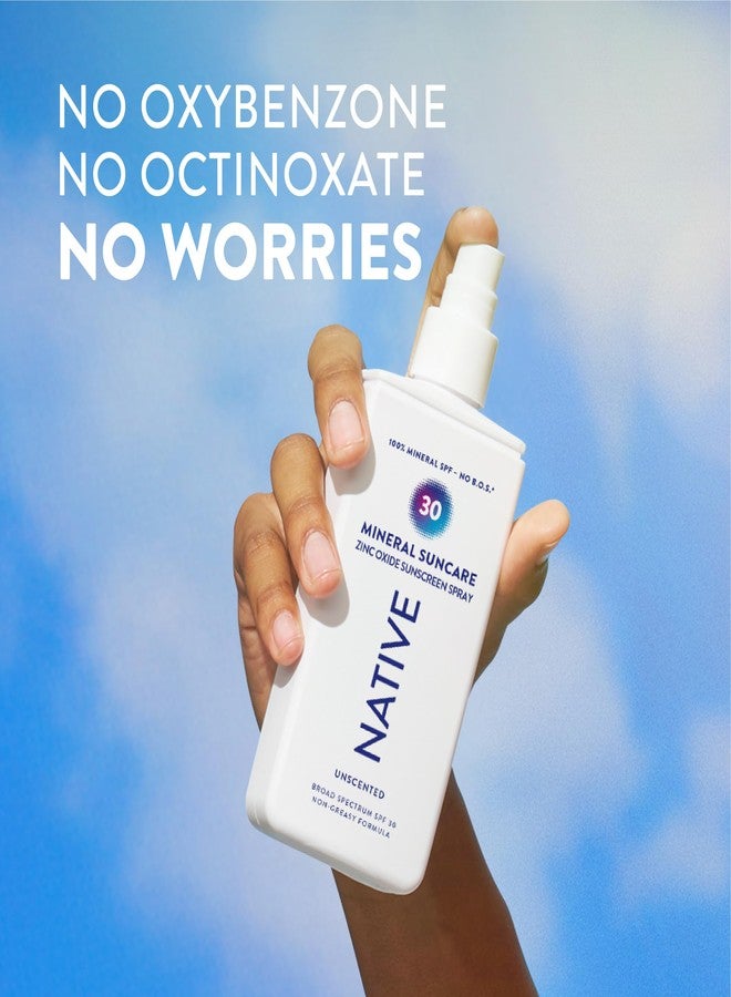Native Mineral Sunscreen Spray SPF 30, Unscented, with 100% Mineral Zinc Oxide for Face & Body, Hawaii Compliant, Vegan, No White Cast - 7 oz - Image 3