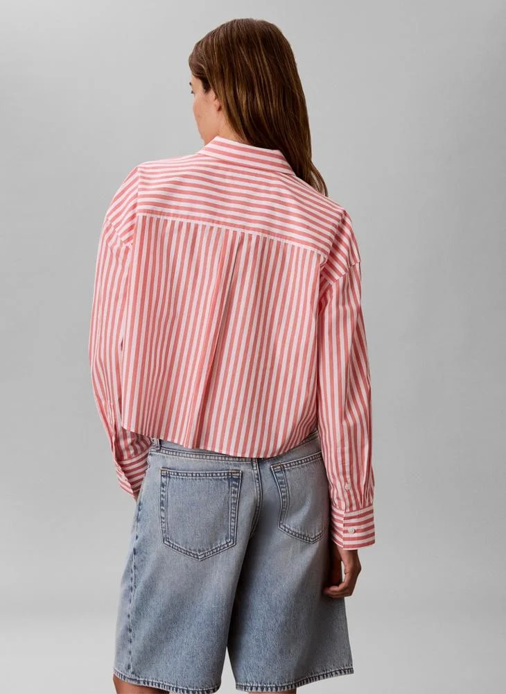 Calvin Klein Jeans Yarn Dyed Cropped Poplin Shirt