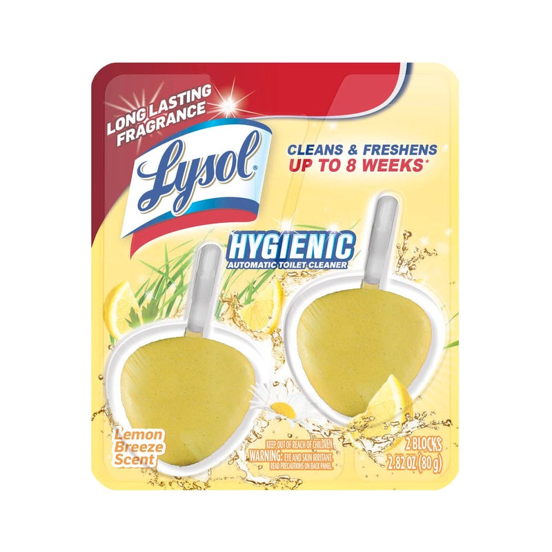 Lysol Automatic In-The-Bowl Toilet Cleaner, Cleans and Freshens Toilet Bowl, Lemon Breeze Scent, 2 Count (Pack of 1) - Image 1