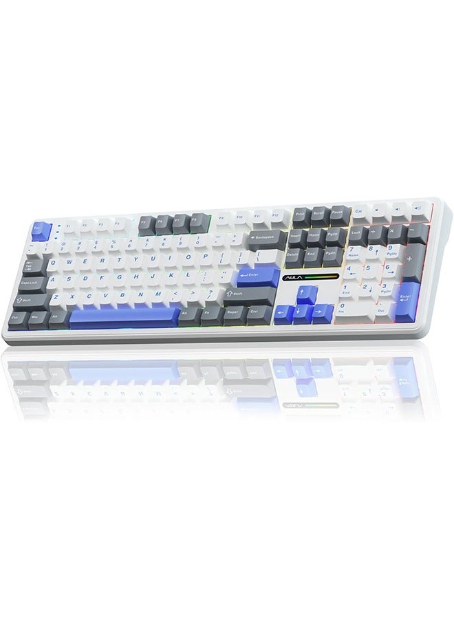 أولا لوحة مفاتيح AULA F108 بتصميم 100% ومعدل اقتراع 1K ولوحة مفاتيح ميكانيكية للألعاب قابلة للتبديل السريع ومفتاح خطي مع برنامج ماكرو - Image 1