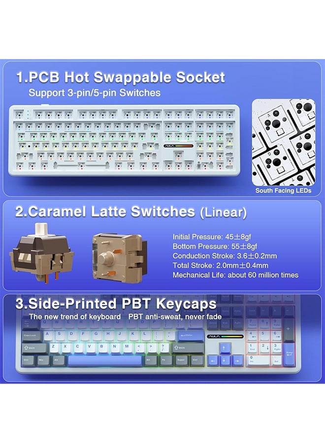 أولا لوحة مفاتيح AULA F108 بتصميم 100% ومعدل اقتراع 1K ولوحة مفاتيح ميكانيكية للألعاب قابلة للتبديل السريع ومفتاح خطي مع برنامج ماكرو - Image 5
