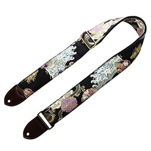 MUSIC FIRST Original Design, 2 inch width (5cm), Vintage Ukiyoe Style Dragon Electric Guitar Strap Bass Strap (Dragon) - Image 4
