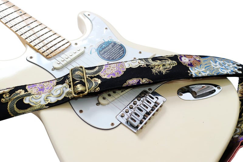 MUSIC FIRST Original Design, 2 inch width (5cm), Vintage Ukiyoe Style Dragon Electric Guitar Strap Bass Strap (Dragon) - Image 2