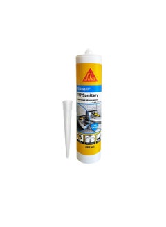 SIKA Sika Sikasil-117 Sanitary, White, Anti-fungal acetoxy silicone sealant for sanitary applications, Weathering resistance, 280 ml Cartridge  - Image 1