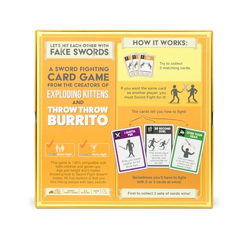 Exploding Kittens Let's Hit Each Other with Fake Swords 3-6 Players - Ages 7+ - 15 Minutes to Play - A Sword Fighting Card Game - Party Game, Family Game Night, Kid and Adult Card Game - Image 2