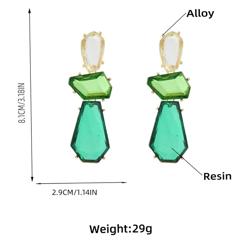 eartif Statement Earrings for Women Vintage Brown Rhinestone Earrings Big Boho Colorful Earrings Large Crystal Drop Dangle Earring Formal Earrings Prom Party Jewelry Gift (Green) - Image 2