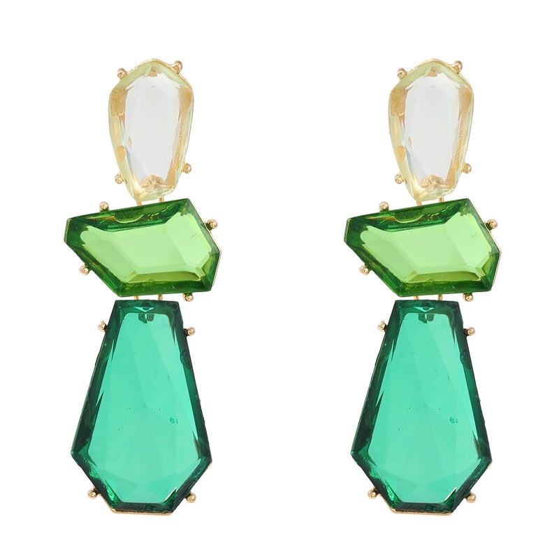 eartif Statement Earrings for Women Vintage Brown Rhinestone Earrings Big Boho Colorful Earrings Large Crystal Drop Dangle Earring Formal Earrings Prom Party Jewelry Gift (Green) - Image 1