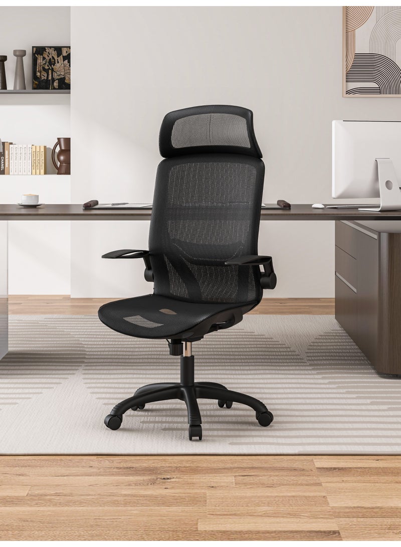 SHEIDLIN Ergonomic Mesh Gaming Office Chair with Flip-Up Armrest, Adjustable Height, 90-105° Recline, Breathable Design, Max Load 125KG for Home Gaming & Office Use - Image 1