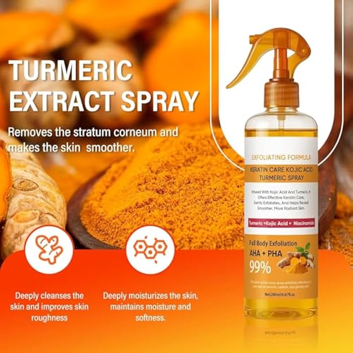 Pwkvsn Peel Shot Turmeric Spray, 200ml Turmeric Exfoliating Face and Body Spray for All Skin Types - Image 3