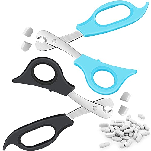 Mudder 2 Pieces Pill Splitter Scissors Pill Scissors Cutter with Stainless Steel Blade and Ergonomic Handle for Accurate Dosage of Small Large Pills Tablets Vitamins Elderly Kids Pets Travelling Favors - Image 1