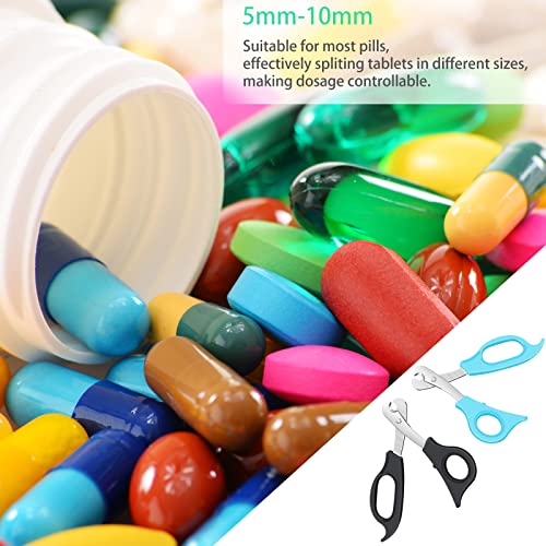 Mudder 2 Pieces Pill Splitter Scissors Pill Scissors Cutter with Stainless Steel Blade and Ergonomic Handle for Accurate Dosage of Small Large Pills Tablets Vitamins Elderly Kids Pets Travelling Favors - Image 2