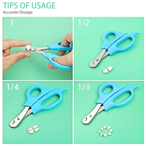 Mudder 2 Pieces Pill Splitter Scissors Pill Scissors Cutter with Stainless Steel Blade and Ergonomic Handle for Accurate Dosage of Small Large Pills Tablets Vitamins Elderly Kids Pets Travelling Favors - Image 3