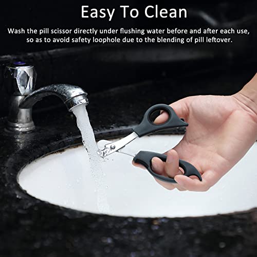Mudder 2 Pieces Pill Splitter Scissors Pill Scissors Cutter with Stainless Steel Blade and Ergonomic Handle for Accurate Dosage of Small Large Pills Tablets Vitamins Elderly Kids Pets Travelling Favors - Image 5