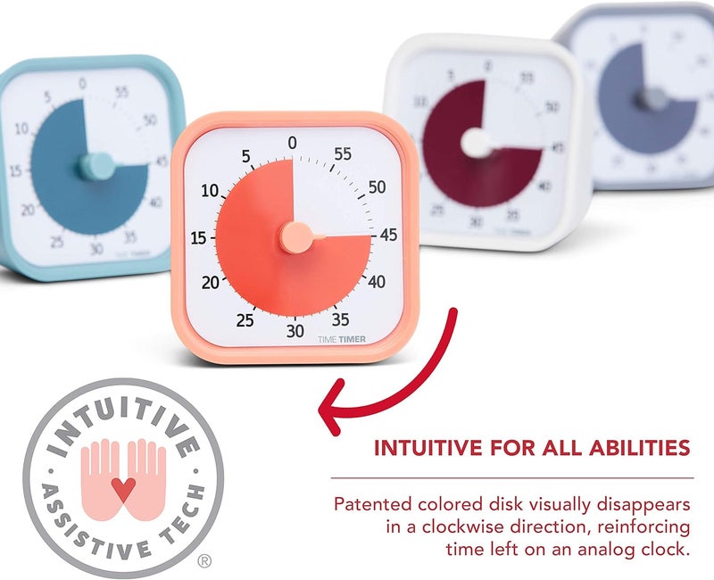 Time Timer Home MOD - 60 Minute Kids Visual Timer Home Edition - for Homeschool Supplies Study Tool, Timer for Kids Desk, Office Desk and Meetings with Silent Operation (Lake Day Blue) - Image 4