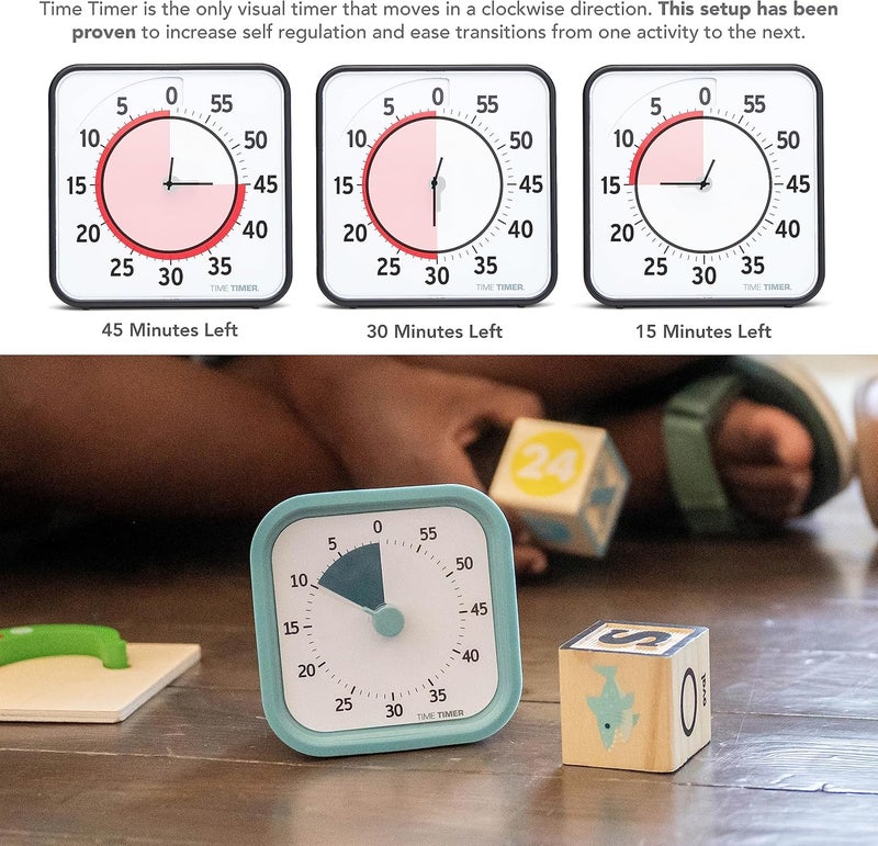 Time Timer Home MOD - 60 Minute Kids Visual Timer Home Edition - for Homeschool Supplies Study Tool, Timer for Kids Desk, Office Desk and Meetings with Silent Operation (Lake Day Blue) - Image 5