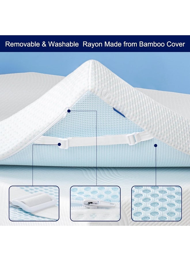 subrtex subrtex Inch Inch Bedding Topper Cover Removable Cool Mattress Protectors Washable with Adjustable Straps Anti-Slipping Meshing Backing Bamboo Fabric with Zipper Queen MTC440  - Image 4