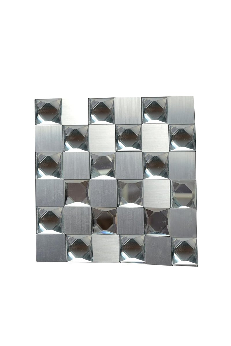 AD FRESH 12 X 12 3D CHEX Tiles Glass Craft Mosaic Mirror Stickers SELF Adhesive Mirror Mosaic Tile Stickers Mirror Glass Tiles 3D Stickers for Bathroom Kitchen Peel Stick Back Splash Tiles - Image 1