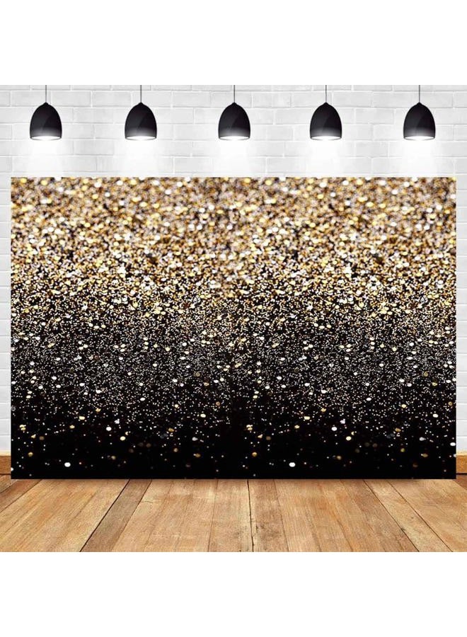Fanghui Gold and Black Photography Backdrop Sequin Spot Bokeh Starry Sky Background Supplies Wedding Baby Portrait Shooting Photo Booth Props 7x5ft - Image 2
