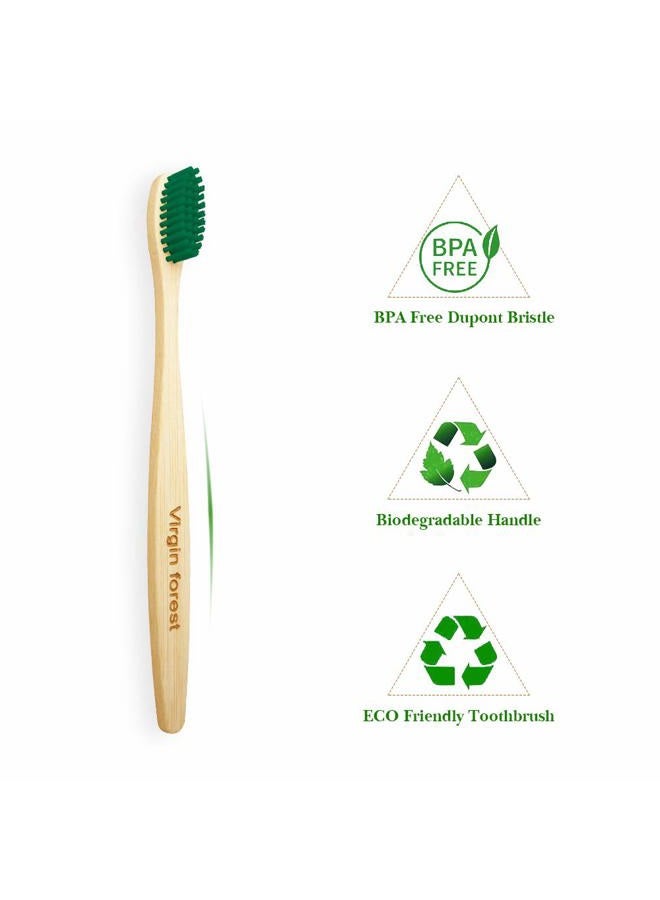 Virgin forest Bamboo Toothbrush, Biodegradable Toothbrush, Eco Friendly Natural Wooden Toothbrushes, Vegan Organic Bamboo Charcoal Tooth Brush for Sensitive Gums Medium Bristle Set of 8 Color - Image 3
