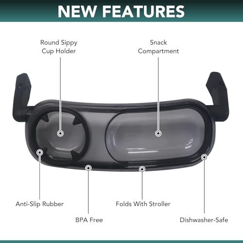 TRENDHUB صينية وجبات خفيفة متوافقة مع UPPAbaby Vista V2، Vista، Cruz، Cruz V2، RumbleSeat، RumbleSeat V2، صينية وجبات خفيفة مع حامل أكواب، آمنة للغسل في غسالة الصحون، تركيب سريع، تطوى مع عربة الأطفال، ملحقات عربة الأطفال - Image 5