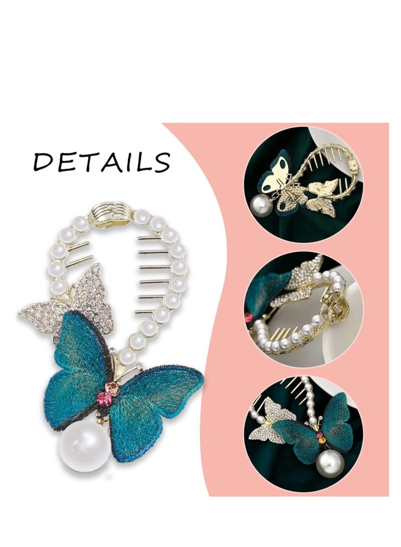 KASTWAVE 4 Pcs Butterfly Claw Clips Butterfly Hair Clips Non Slip Jaw Clips 2 Colors Strong Hold Butterfly Hair Clamps for Women Girls Thick Thin Hair(Purple + Blue) - Image 3