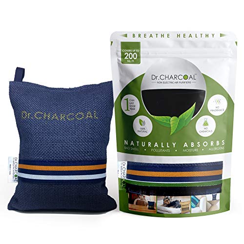 Dr. CHARCOAL Non Electric Air Purifier, Deodorizer and Dehumidifier for Living Room, Kids Room, Bedroom, Pet Areas - 500 Grams (Modish Neel) - Image 1
