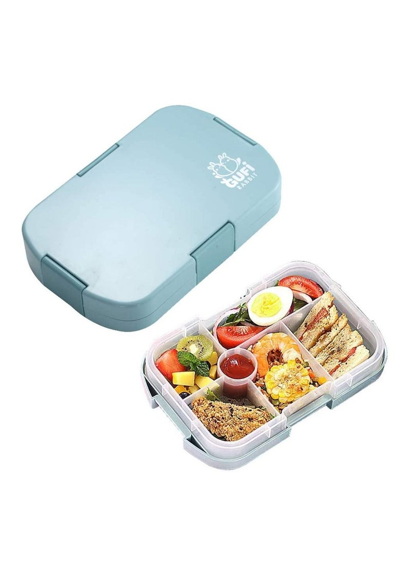 Arabest Kids Lunch Box, Bento Box for Kid with 6 Compartments, Food Grade Bento Lunch Box Snack Salad Boxes, 920ml Lunch Container for Adults Kids Kindergarten School Picnic and Travel Plastic Blue 24.5 x 16 x 4.7 cm  - Image 1