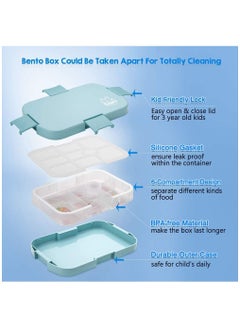 Kids Lunch Box, Bento Box for Kid with 6 Compartments, Food Grade Bento Lunch Box Snack Salad Boxes, 920ml Lunch Container for Adults Kids Kindergarten School Picnic and Travel Plastic Blue 24.5 x 16 x 4.7 cm - pzsku/ZF1E6805D338DF44ED01DZ/45/_/1683771238/4c9e04de-247a-4a89-9c01-0a8b7b0b6e09