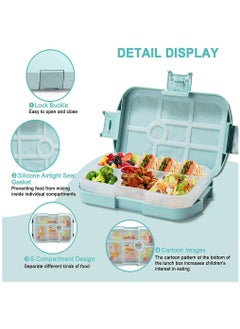 Kids Lunch Box, Bento Box for Kid with 6 Compartments, Food Grade Bento Lunch Box Snack Salad Boxes, 920ml Lunch Container for Adults Kids Kindergarten School Picnic and Travel Plastic Blue 24.5 x 16 x 4.7 cm - pzsku/ZF1E6805D338DF44ED01DZ/45/_/1683771239/4be8364c-1be4-48d1-b810-4a0444e79dfa