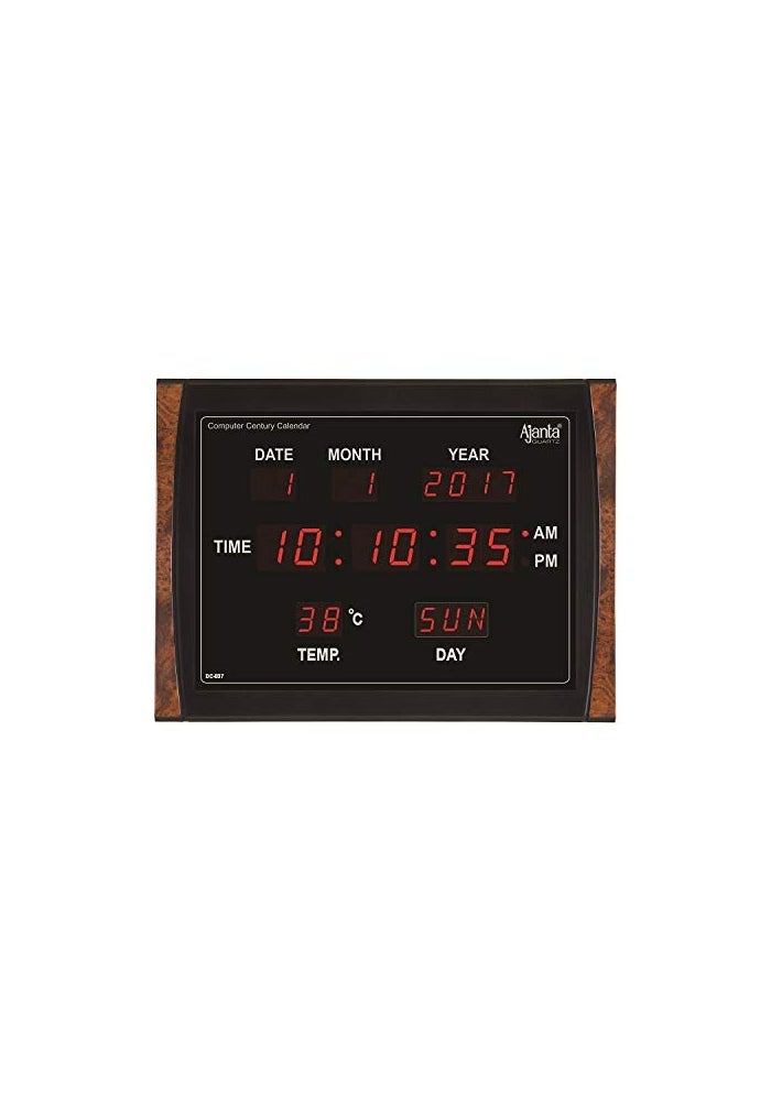 Ajanta Digital Wall Clock DC-037 – Brown Plastic Body, Extra-Wide LED Display | Large Home, Office & Corporate Wall Clock - Image 1