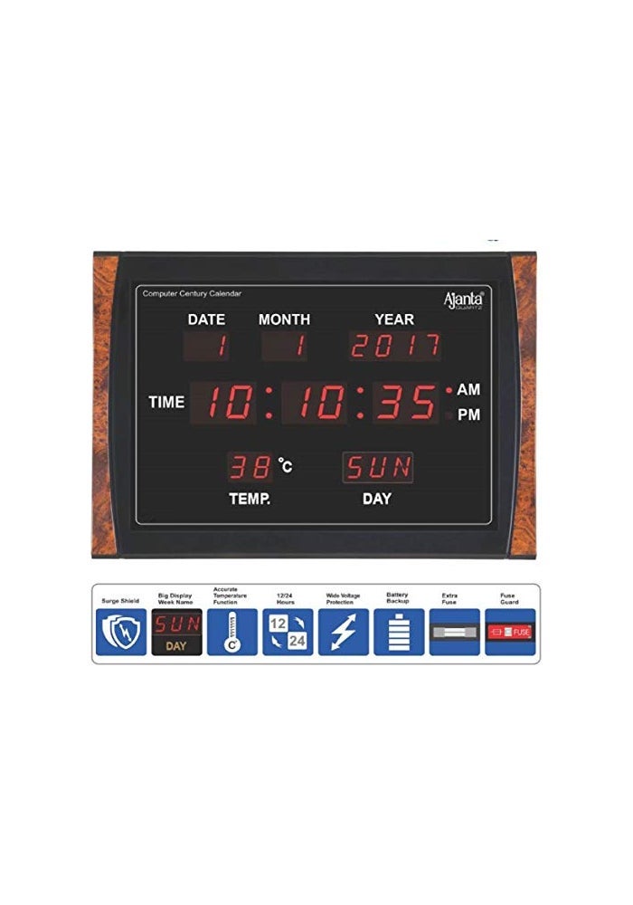 Ajanta Digital Wall Clock DC-037 – Brown Plastic Body, Extra-Wide LED Display | Large Home, Office & Corporate Wall Clock - Image 4