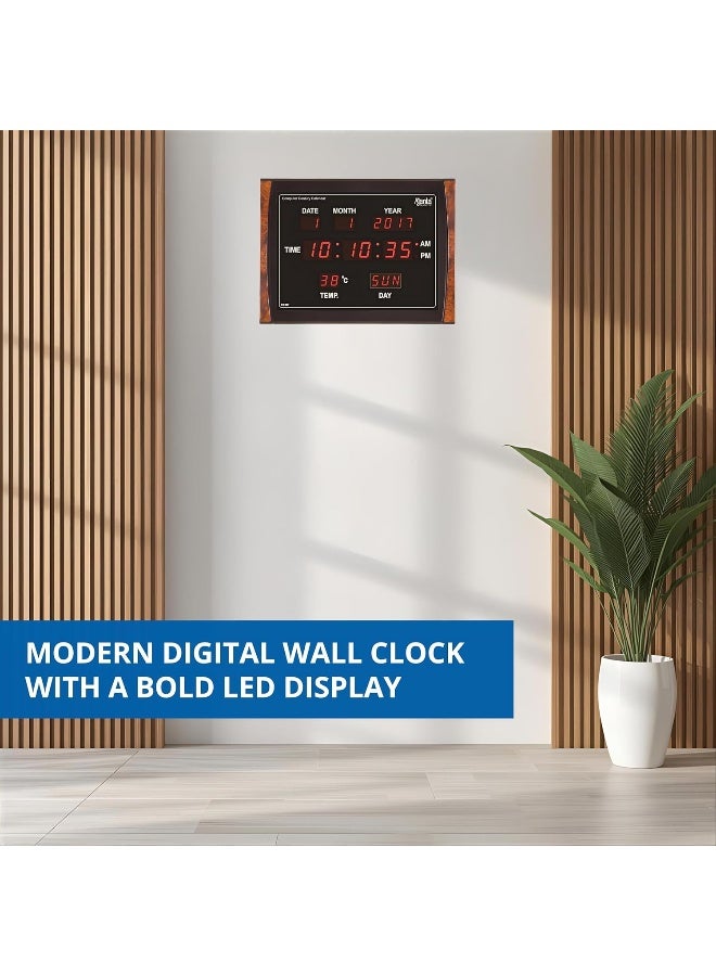 Ajanta Digital Wall Clock DC-037 – Brown Plastic Body, Extra-Wide LED Display | Large Home, Office & Corporate Wall Clock - Image 3